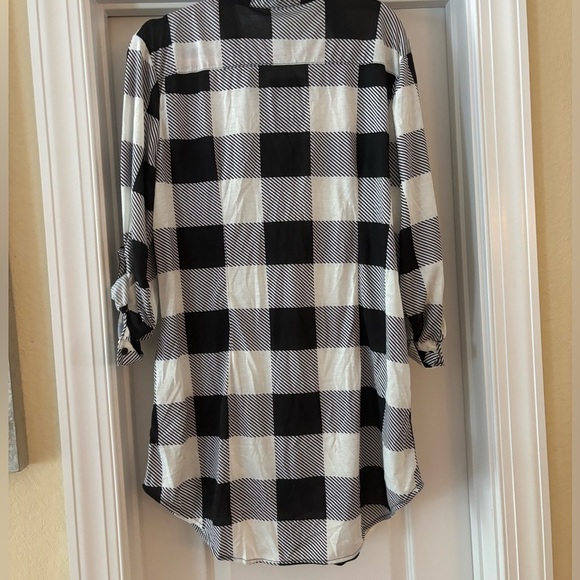 White Mark XL LS Polyester Pockets Large Checked Design Black & White - Picture 8 of 12